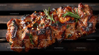Colorful Grilled Meat and Vegetable Skewers on Barbecue Grill