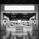 Modern electronics store interior with bright displays