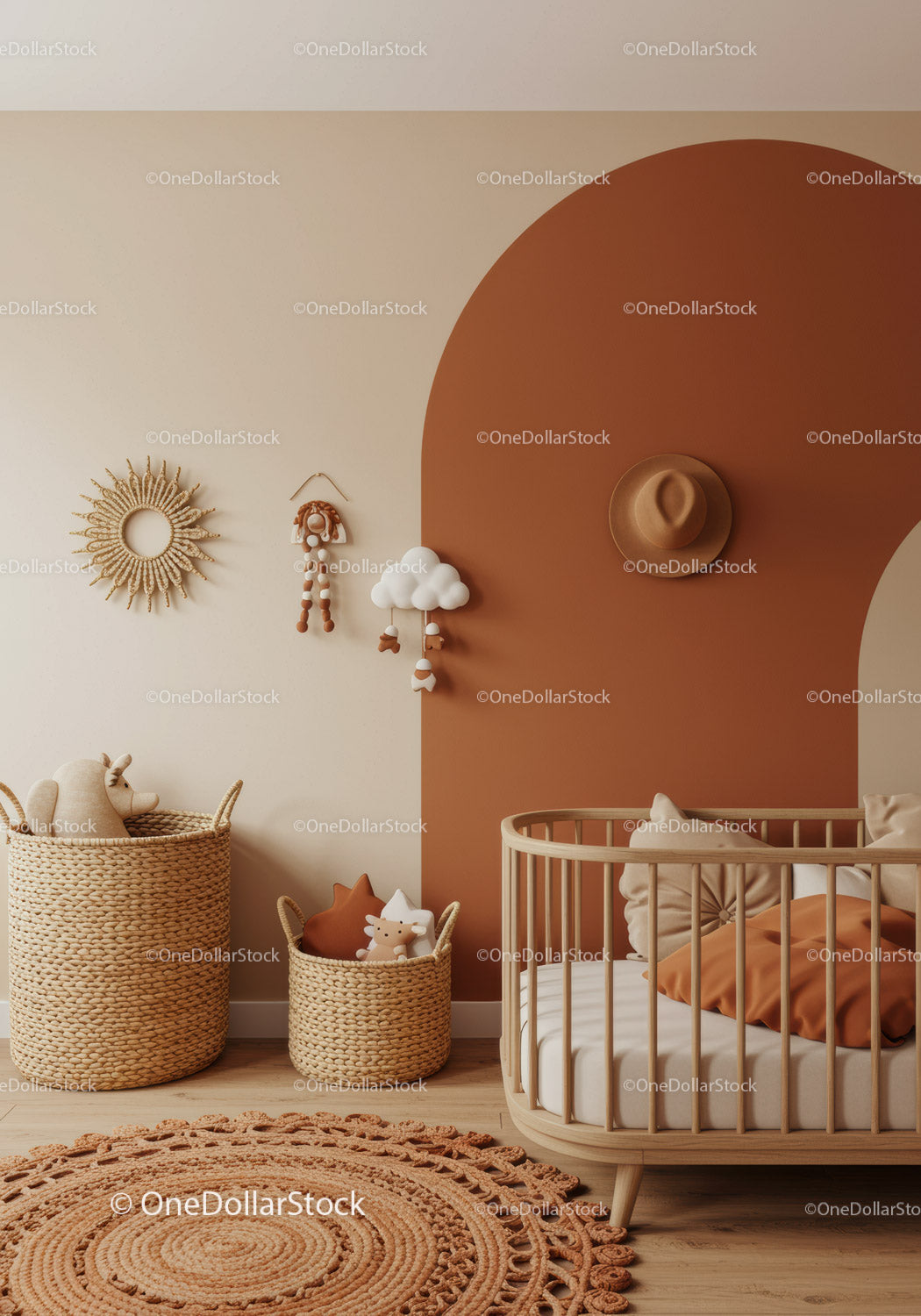 Cozy Nursery with Warm Earth Tones and Modern Decor Elements