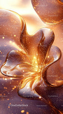 Golden Abstract Liquid Shapes with Sparkling Particles