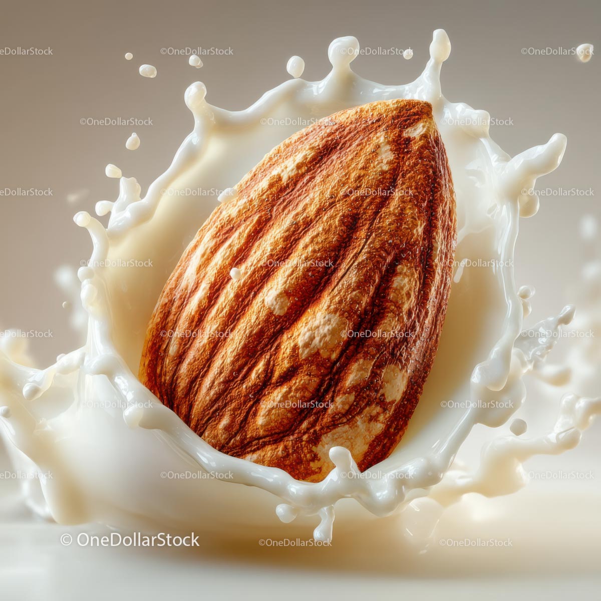 Almond Splashing in Creamy Milk for Delicious Food Photography