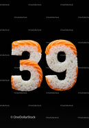 Creative sushi shaped like the number thirty nine