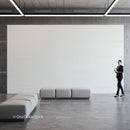 Modern lobby with minimalist seating and walking businesswoman JPG Mockup Image preview