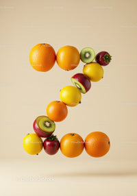 Number Two Created From Assorted Fresh Fruits