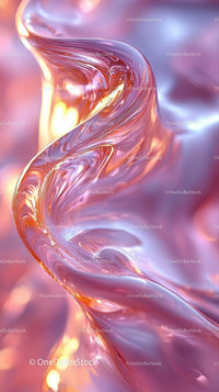 Abstract Swirling Iridescent Fluid Art with Vibrant Pink and Orange Tones