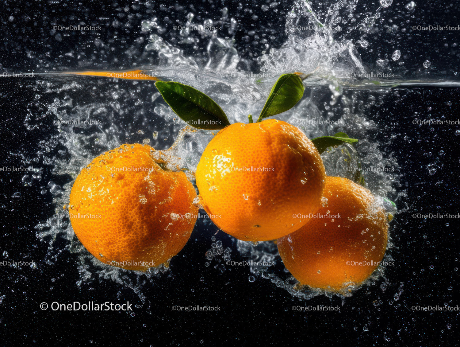 Vivid Oranges with Water Splash in Fresh Fruit Photography