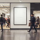 Bright Empty Gallery Wall with Passersby in Motion