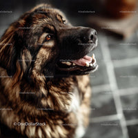 Close-up of a Happy Brown and Black Furred Dog Looking Up