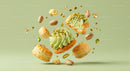 Pistachio Cream Puff Pastry with Nuts and Gold Leaf