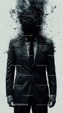Dark Abstract Human Figure with Ink Splatter Effect