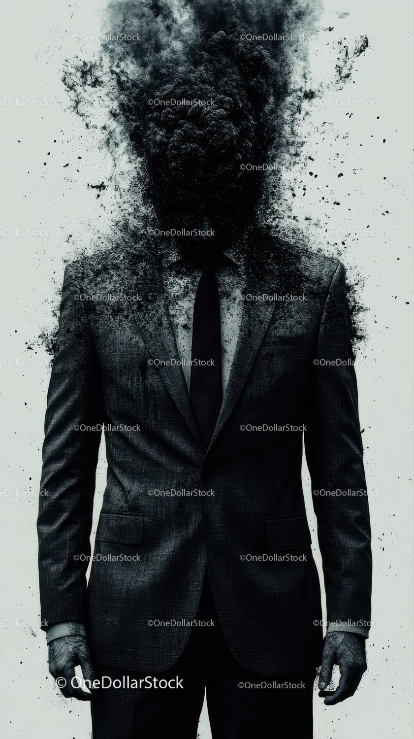 Dark Abstract Human Figure with Ink Splatter Effect