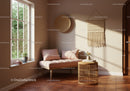 Cozy sunlit corner with boho decor and soft seating