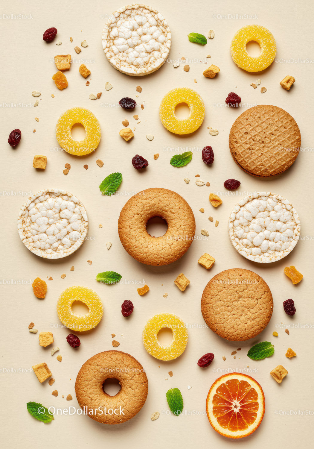 Assorted Healthy Snacks With Citrus and Mint Leaves