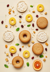 Assorted Healthy Snacks With Citrus and Mint Leaves