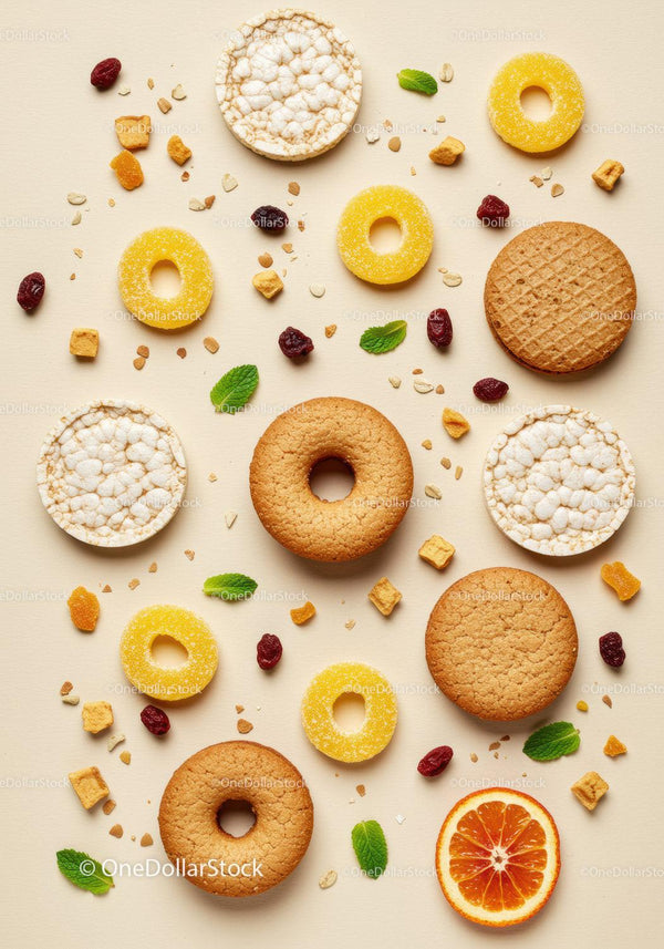 Assorted Healthy Snacks With Citrus and Mint Leaves
