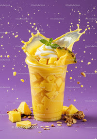 Refreshing Pineapple Smoothie with Splash and Toppings
