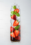 Refreshing strawberry and basil infused sparkling water