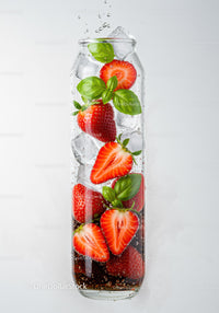 Refreshing strawberry and basil infused sparkling water