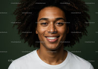 Beautiful Afro-American Woman Smiling Portrait with Curly Hair