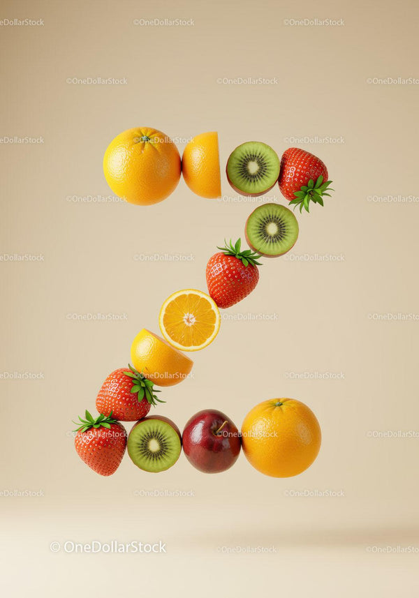 Number Seven Composed of Fresh Vibrant Fruits