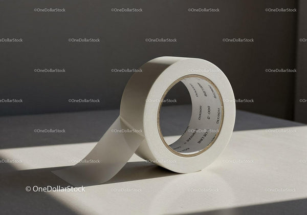 Roll of white adhesive tape casting soft shadow JPG Mockup Image