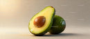 Fresh ripe avocado with a seed on neutral background