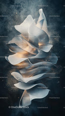 Abstract Metallic Sculpture with Flowing Curves and Lights