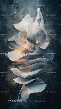 Abstract Metallic Sculpture with Flowing Curves and Lights