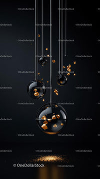 Elegant Black Spheres with Gold Flakes Hanging Decor