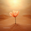 Delicate flower blooming alone in sandy desert dunes