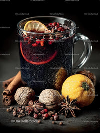 Mulled Wine with Spices and Citrus in Rustic Setting