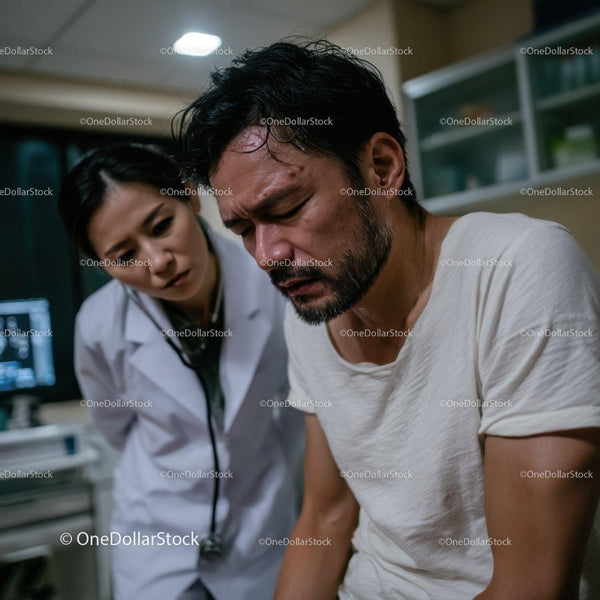 Medical Emergency Examination Scene with Doctor and Patient