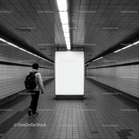 Minimalist Subway Tunnel with Tiled Walls and Modern Lighting