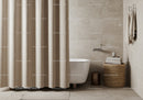 Contemporary Bathroom with Beige Tiles and Freestanding Tub