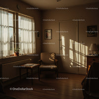 Sunlit Cozy Room with Wooden Furniture and Classic Decor