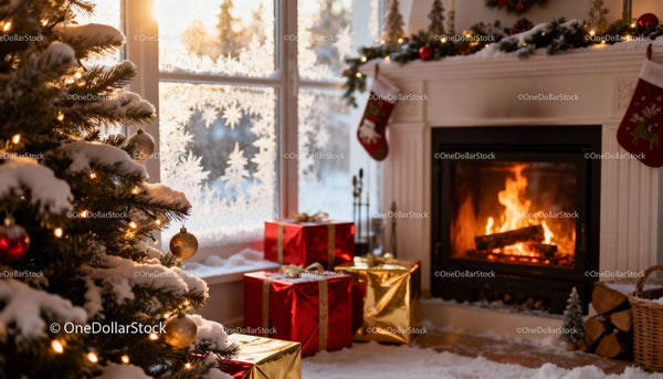 Cozy Christmas living room with festive decorations
