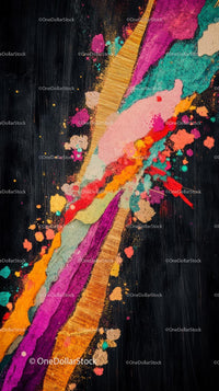 Vivid Abstract Art with Bright Paint Splashes and Colorful Streaks