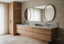 Elegant Modern Bathroom with Double Vanity and Large Oval Mirrors