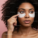 Close-up of a woman applying under-eye facial masks for skincare