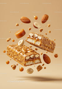 Caramel Nut Snack Bars with Almonds and Peanuts