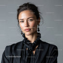 Elegant Female Portrait with Black Outfit and Earrings