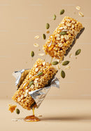 Crispy granola bar with honey and pumpkin seeds