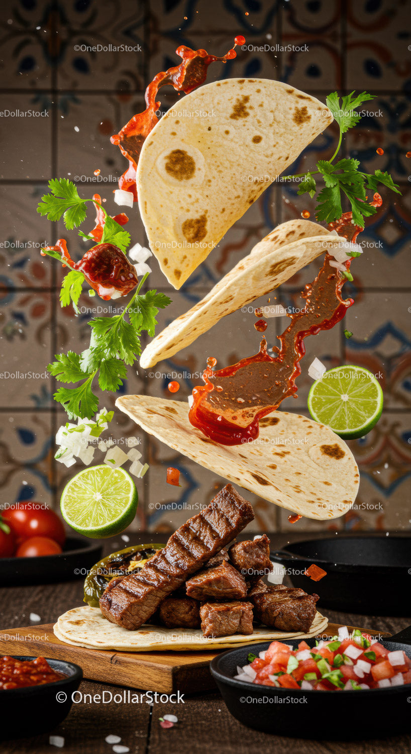Tacos z grillowaną wołowiną ze świeżą salsą i limonką