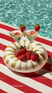 Refreshing Strawberry Cocktails by the Pool for Summer Relaxation