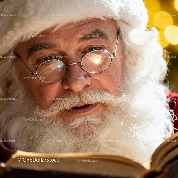 Santa Claus Reading a Book with Warm Holiday Glow