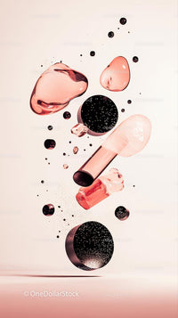 Elegant Pink and Black Bubble and Liquid Art Composition
