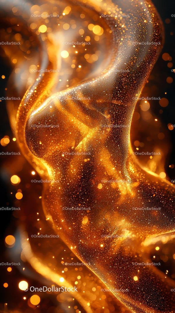 Elegant Golden Glitter Swirl with Sparkling Particles for Festive Design