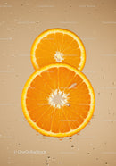 Fresh Orange Slices Submerged in Water Droplets