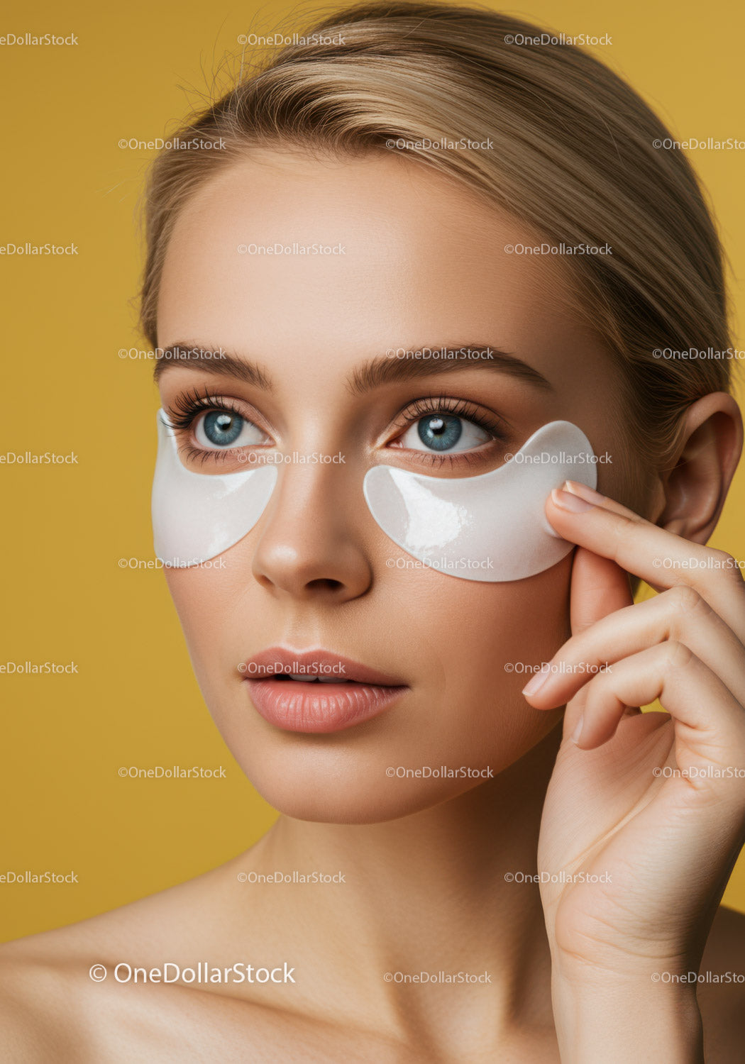 Young Woman Applying Under-Eye Patches for Skin Rejuvenation