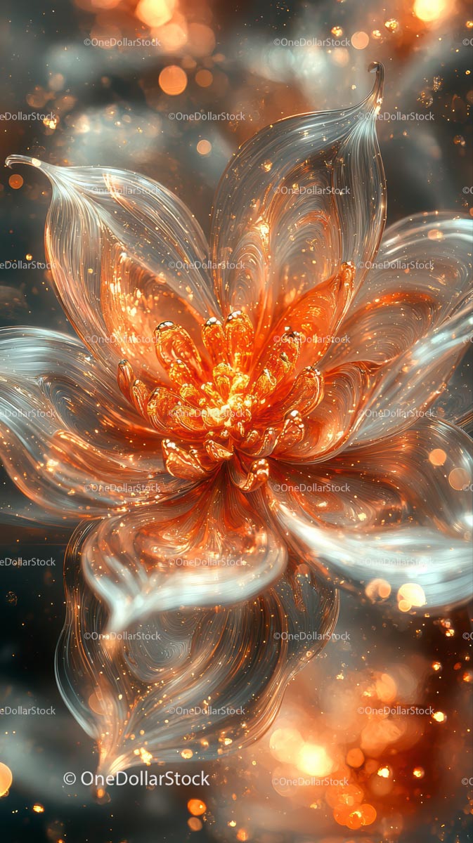 Elegant Metallic Glass Flower with Light Effects